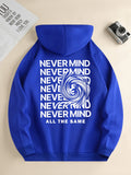 kkboxly  ''NEVER MIND'' Swirl Print Hoodies For Men, Graphic Hoodie With Kangaroo Pocket, Comfy Loose Trendy Hooded Pullover, Mens Clothing For Autumn Winter