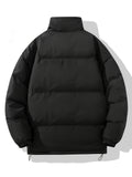 Men's Warm Fleece Winter Jacket, Casual Stand Collar Warm Thick Jacket For Fall Winter