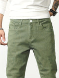 Men's Regular Straight Leg Jeans, Street Style Denim Pants With Pockets