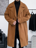 kkboxly  Men's Elegant Single Breasted Trench Coat, Casual Lapel Overcoat For Fall Winter