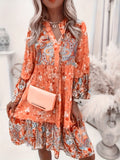 kkboxly Women's Floral Print Boho Holiday Dress with Ruffle Hem and V-neck - Perfect for Any Occasion!