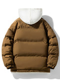 kkboxly  Men's Warm Winter Hooded Coat, Casual Zip Up Padded Jacket Coat For Fall Winter