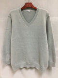 kkboxly  Plus Size Men's V-neck Solid Color Pullover Casual Long Sleeve Sweater