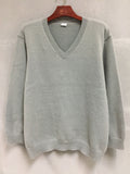 kkboxly  Plus Size Men's V-neck Solid Color Pullover Casual Long Sleeve Sweater