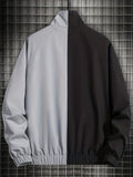 kkboxly  Color Block Lightweight Jackets By Activity, Men's Casual Stand Collar Zip Up Jacket For Spring Fall Outdoor