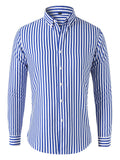 Men's Formal Classic Design Vertical Striped Button Up Shirt, Male Clothes For Spring And Fall Business Occasion
