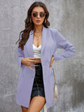 kkboxly  Solid Open Front Blazer, Elegant Lapel Long Sleeve Blazer For Office & Work, Women's Clothing
