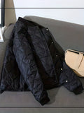 kkboxly  Argyle Pattern Solid Coat, Casual Button Front Long Sleeve Outerwear, Women's Clothing