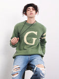 kkboxly  Men's ''G'' Pattern Sweater, Warm Trendy Knit Pullover