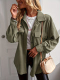 kkboxly  Button Front Solid Jacket, Casual Long Sleeve Versatile Outerwear, Women's Clothing