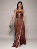 kkboxly  Cut Out Split Hem Dress, Elegant Sleeveless Dress For Party & Banquet, Women's Clothing