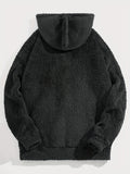 kkboxly  Plus Size, Men's Hooded Jacket, Solid Fleece Warm Coat For Fall Winter, Men's Clothing