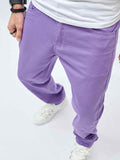 Y2K Violet Loose Fit Jeans, Men's Casual Retro Style Denim Pants For Spring Summer