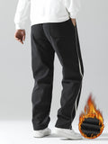 kkboxly  Men's Stripe Pattern Casual Tapered Trousers Solid Casual Long Cropped Drawstring Pants Streetwear For Men