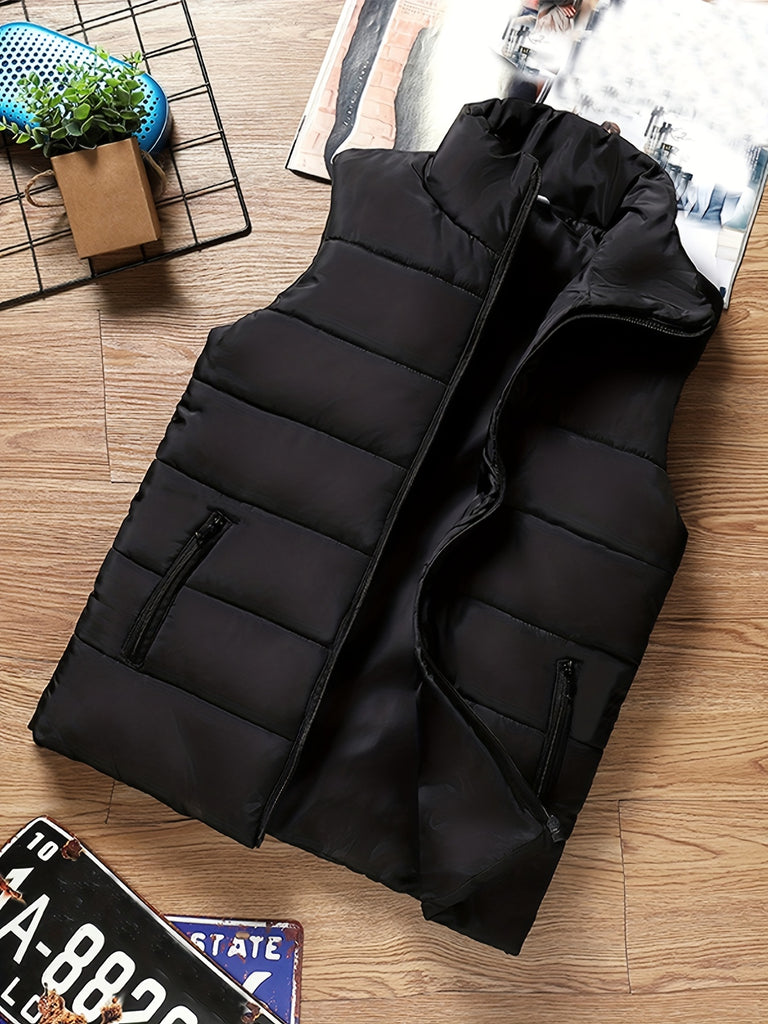 Men's Winter Vest, Lightweight Padding Puffer Vest, Sleeveless Coat Warm Zip Up Quilted Gilet Jacket