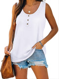 kkboxly  Button Down Sleeveless Cami Top, Solid Crew Neck Casual Fashion Sleeveless Loose Fit Tank Top, Women's Clothing