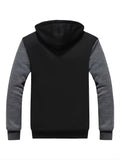 kkboxly  Warm Fleece Hooded Jacket, Men's Causal Zip Up Jacket Coat For Fall Winter Fitness Outdoor Activities