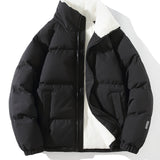kkboxly  Men's Loose Fit Warm Fleece Jacket, Casual Puffer Coat For Fall Winter