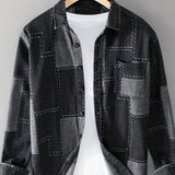 kkboxly  Denim Men's Jacket Checked Coat 100 %  Cotton Top Turn-Down Collar  Jackets Hipster Windbreaker Jean With Button Coats Streetwear Jacket