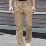 kkboxly  Trendy Solid Cargo Pants, Men's Multi Flap Pocket Trousers, Loose Casual Outdoor Pants, Men's Work Pants Outdoors Streetwear Hip Hop Style