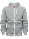 kkboxly  Men's Casual Zip Up Hoodie, Color Block Hooded Jacket For Sports