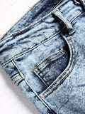 kkboxly  Slim Fit Ripped Denim Shorts, Men's Casual Street Style High Stretch Distressed Denim Shorts For Summer