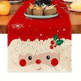 1pc Festive Christmas Linen Table Runner - Table Runners for Holiday Decor, Kitchen Dining Room Scene Decoration, Party Supplies, Gift Ideas, and Atmosphere Decoration