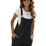 kkboxly  Solid Cami Jumpsuit, Casual Sleeveless Comfy Short Length Jumpsuit With Pockets, Women's Clothing