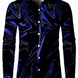 Luxury Pattern Men's Shirt Top Turn-Down Collar Long Sleeve Closure Male Casual Shirt For Men Daily Vacation Streetwear