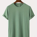 kkboxly  Men's Stripe Loose Casual T-Shirt, Summer Male Clothing