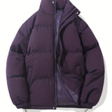 kkboxly  Men's Casual Warm Winter Jacket, Stand Collar Cotton Padded Jacket Coat For Outdoor Activities