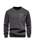 Solid Cotton Blend  Trendy Sweatshirt, Men's Casual Classic Design Crew Neck Pullover Sweatshirt For Men Fall Winter