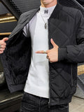 kkboxly  Men's Padded Jacket, Men Casual Padded Coat Windbreaker Zipper Pocket Stand Collar For Men Winter