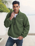 kkboxly  Polar Fleece Trendy Sweatshirt, Men's Casual Solid V Neck Pullover Sweatshirt For Men Fall Winter