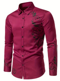 kkboxly  Men's Long-sleeved Shirt With Gold Printing