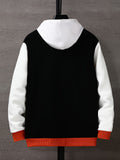 Retro Letter Print Preppy Varsity Jacket, Men's Casual Baseball Jacket Coat Regular Fit College Hipster Windbreaker For Spring Autumn