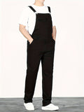 Plus Size Men's Solid Fashion Denim Overalls, Casual Loose Fit Jeans Denim Pants Spring Fall Winter Pants, Men's Clothing