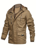 Men's Hooded Military Tactical Jacket Windproof Fleece Coat