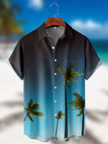 kkboxly  Coconut Tree Print Men's Casual Short Sleeve Hawaiian Shirt, Men's Shirt For Summer Vacation Resort Best Sellers