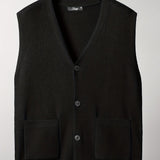 Loose Fit High Stretch Cardigan Vest, Men's Casual Vintage Style V Neck Button Up Cardigan Vest For Fall Winter