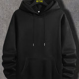 kkboxly Solid Color Hoodies For Men, Graphic Hoodie With Kangaroo Pocket, Comfy Loose Drawstring Trendy Hooded Pullover, Mens Clothing For Autumn Winter