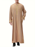 kkboxly  Men's Saudi Arabic Thobe Jubba Dishdasha Long Sleeve Robe, Islamic Dress, Ramadan Muslim Dress Middle East Islamic Clothing