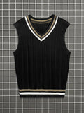 kkboxly  Elegant Slightly Stretch Preppy Vest, Men's Casual Vintage Style V Neck Vest For Fall Winter