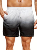 2025 kkboxly  Men's Plus Size Gradient Color Shorts Beach Pants Holiday Shorts, Elastic Drawstring Sports Short Pants