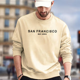 kkboxly  San Francisco Print Sweatshirt, Men's Casual Graphic Design Slightly Stretch Crew Neck Pullover Sweatshirt For Autumn Winter