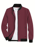 kkboxly  Classic Design Varsity Jacket, Men's Casual Baseball Jacket Coat Regular Fit College Hipster Windbreaker For Spring Autumn