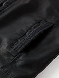 kkboxly  Men's Casual Fashion Stand-up Collar Plush Pu Leather Jacket Waterproof Windproof Warm Winter Coat