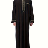 kkboxly  Men's Saudi Arabic Thobe Jubba Dishdasha Long Sleeve Robe, Islamic Dress, Ramadan Muslim Dress Middle East Islamic Clothing