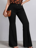 kkboxly  Plus Size Solid Flare Leg Pants, Elegant Pants For Spring & Summer, Women's Plus Size Clothing