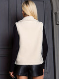 kkboxly  Button Front Sleeveless Plush Jacket, Casual Dual Pockets Jacket For Fall & Winter, Women's Clothing